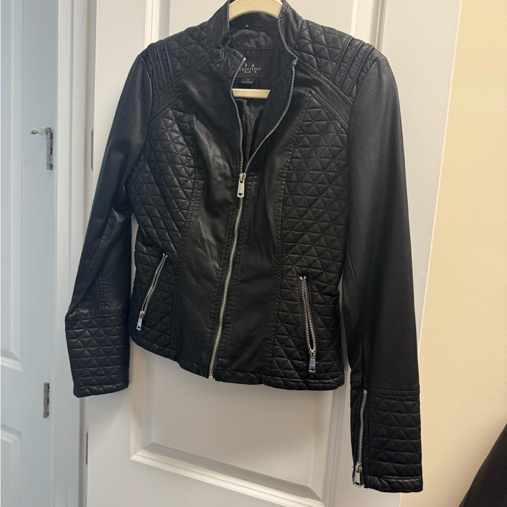 LA Coalition Leather Black Quilted Jacket